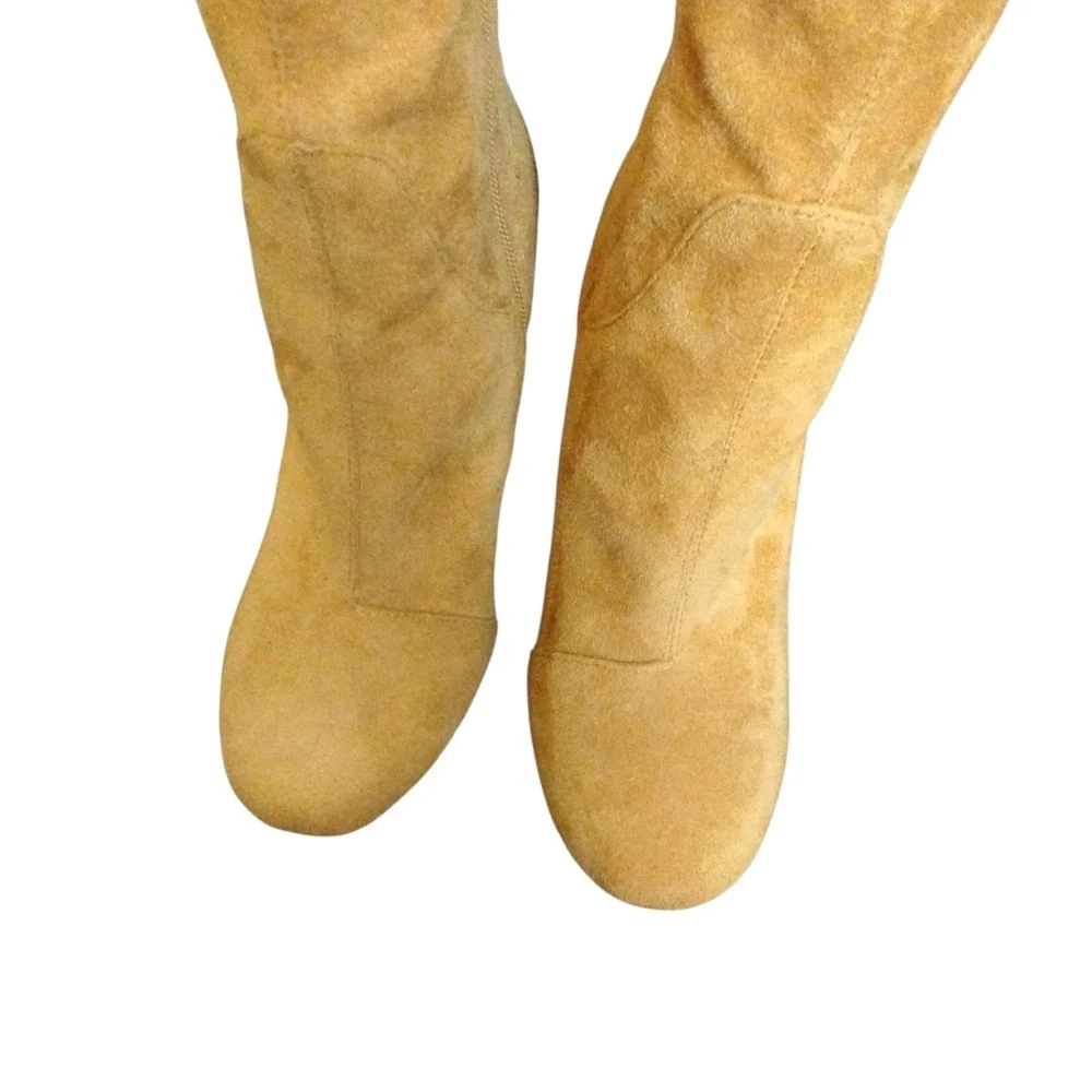 Love For Life Clear Heel Over-the-Knee Boots Mustard/Brown Suede Boots Sz 6